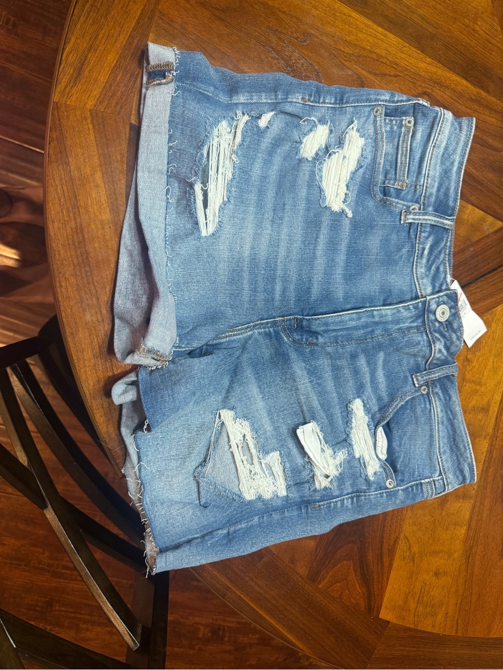 American Eagle Outfitters Distressed Light Blue Denim Jean Shorts